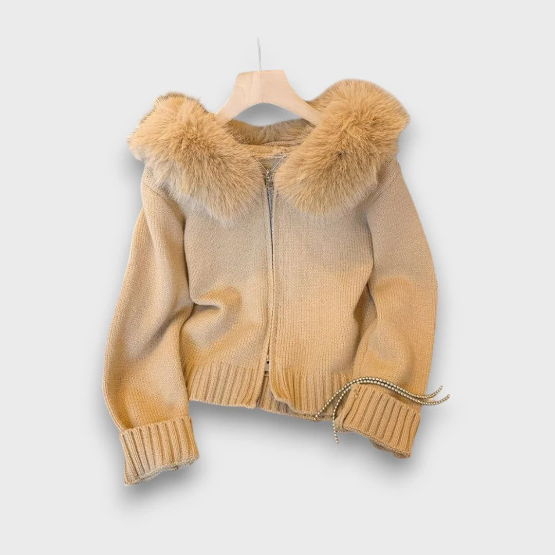 Alisanne – Sweter z zamkiem i kołnierzem z futra sztucznego - Image 6