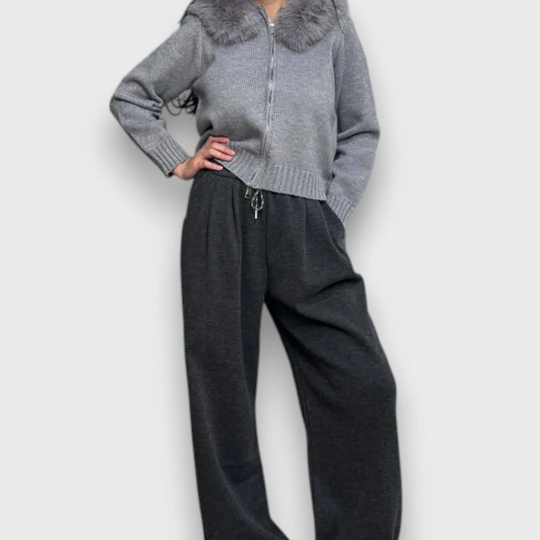 Alisanne – Sweter z zamkiem i kołnierzem z futra sztucznego - Image 8
