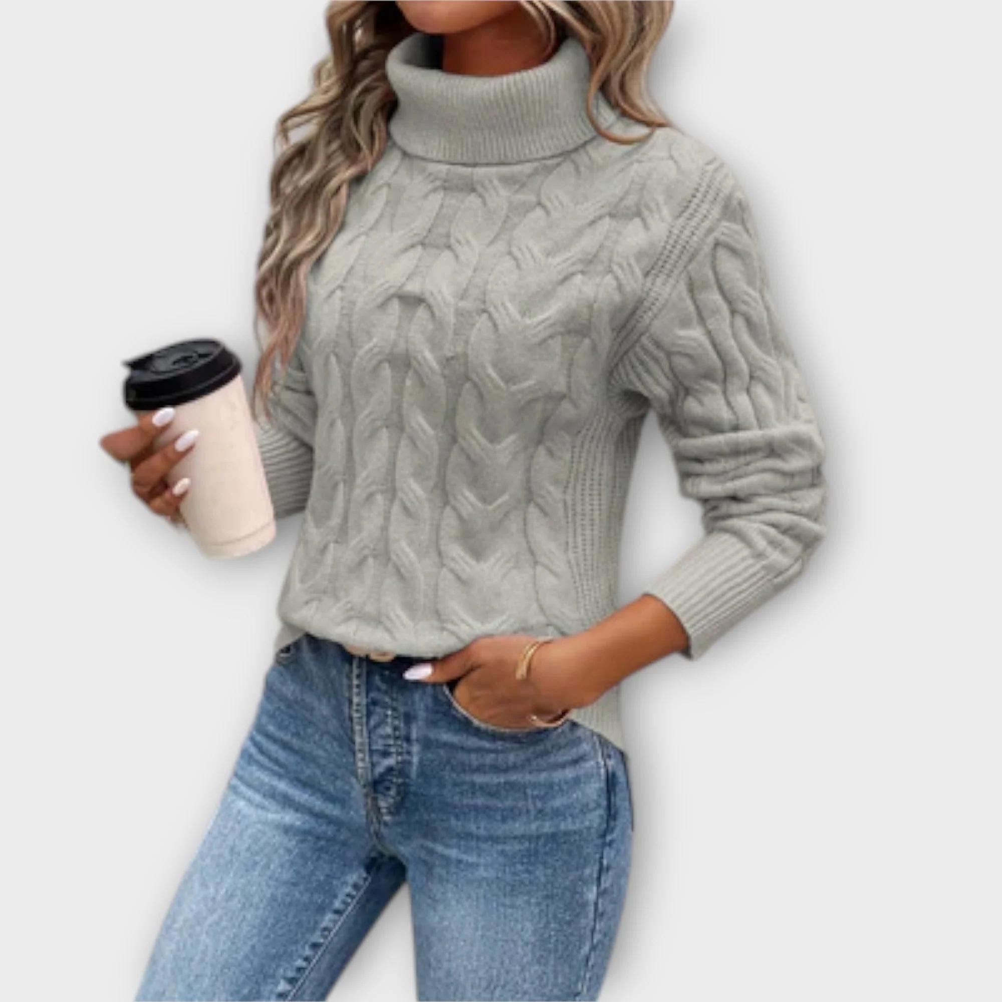 Amelia – Elegancki Sweter z Wysokim Kołnierzem - Image 3