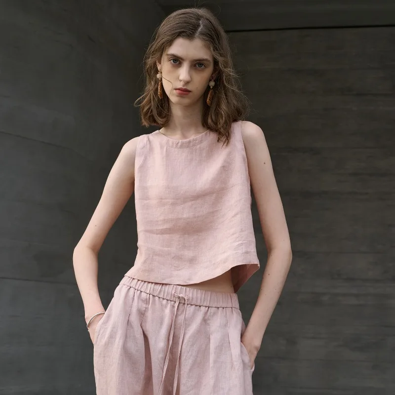 Asymetryczny leniany crop top - Image 2