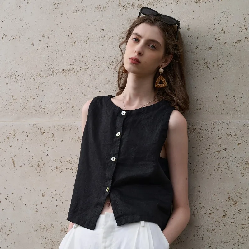 Asymetryczny leniany crop top - Image 3