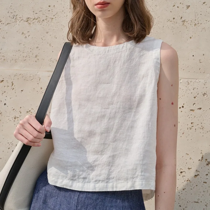 Asymetryczny leniany crop top - Image 4