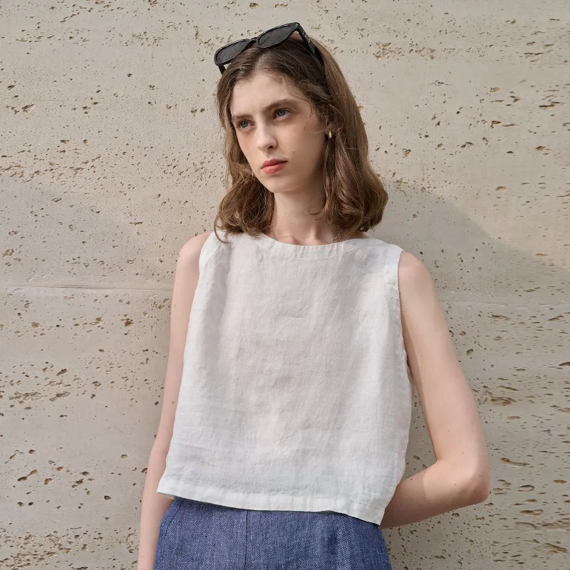 Asymetryczny leniany crop top - Image 7