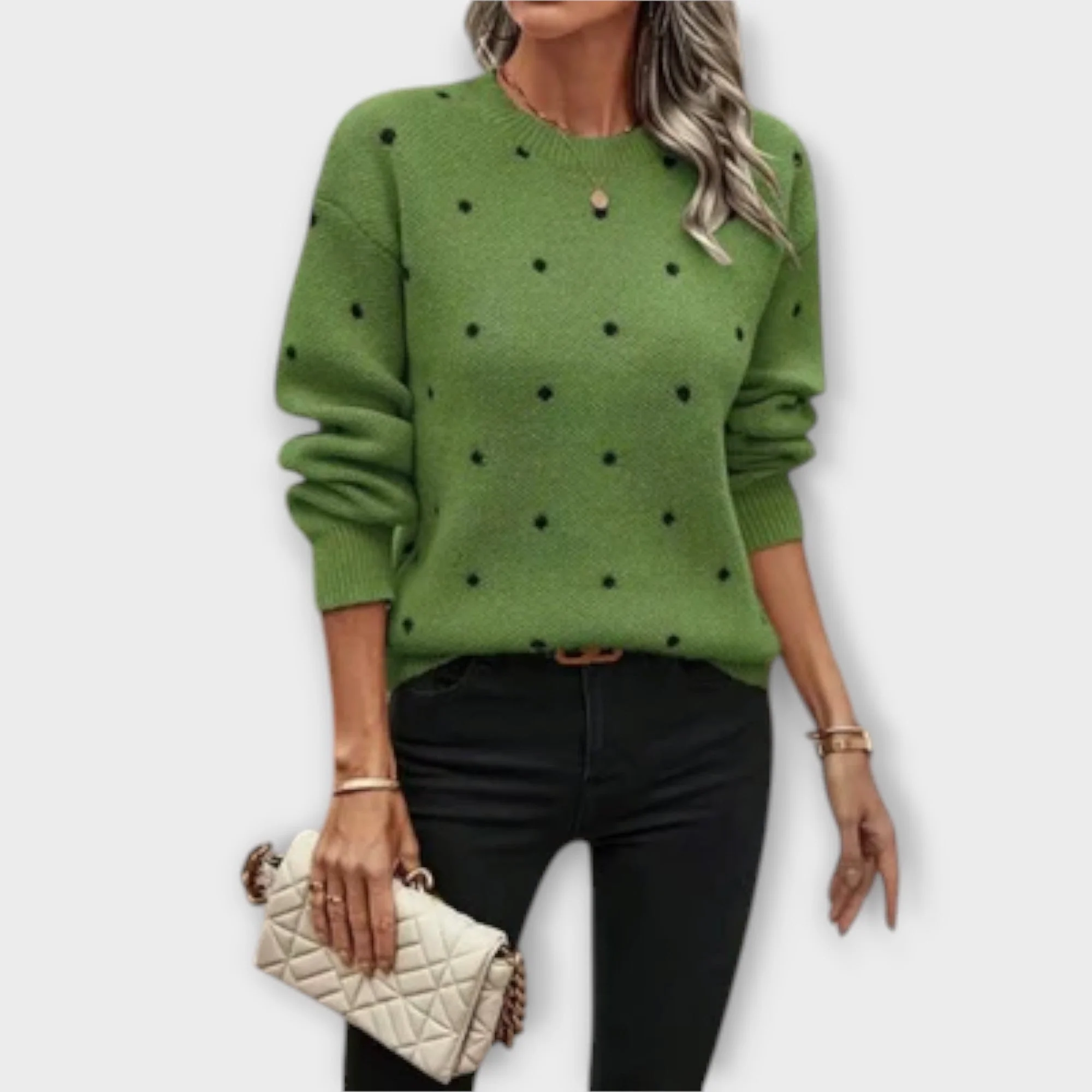 Ava – Casualny Sweter z Długim Rękawem w Wzór Kropki - Image 2