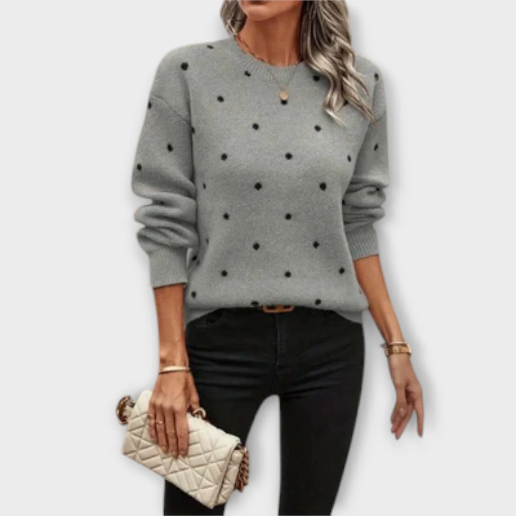 Ava – Casualny Sweter z Długim Rękawem w Wzór Kropki - Image 3