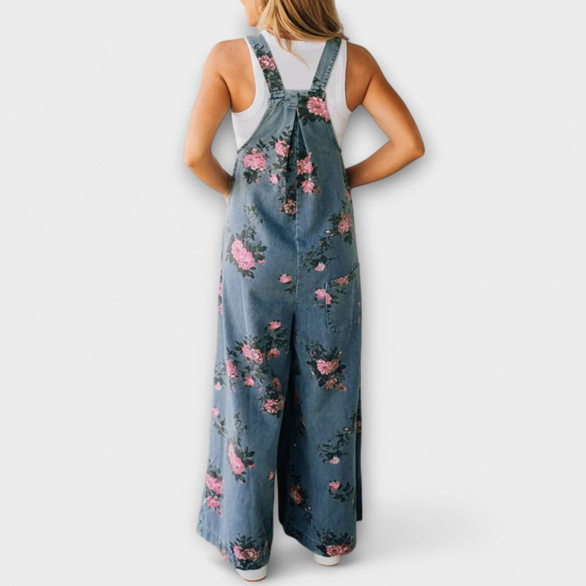 Bethany - Ogrodniczki z Denimu z Kwiatowym Wzorem - Image 3