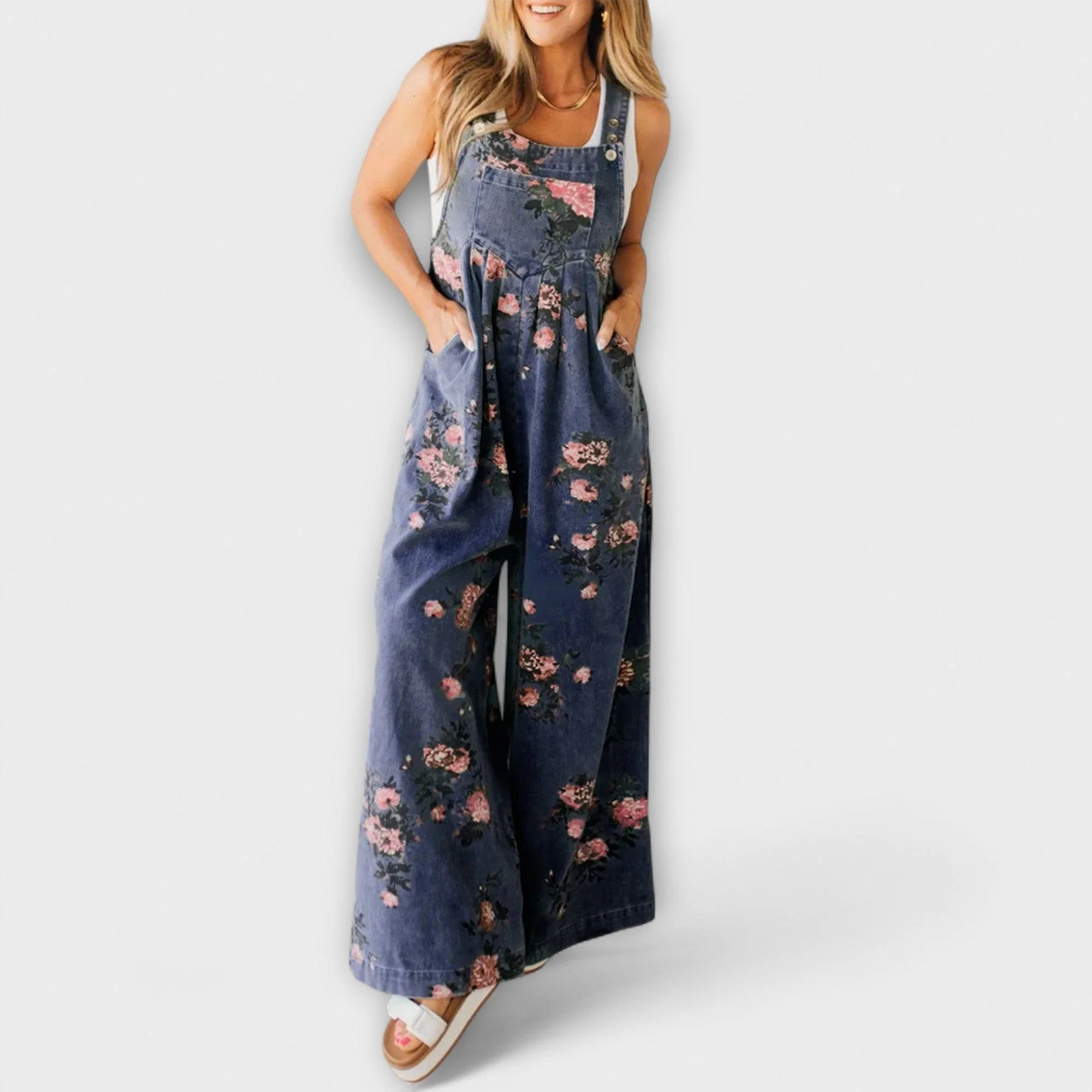 Bethany - Ogrodniczki z Denimu z Kwiatowym Wzorem - Image 6
