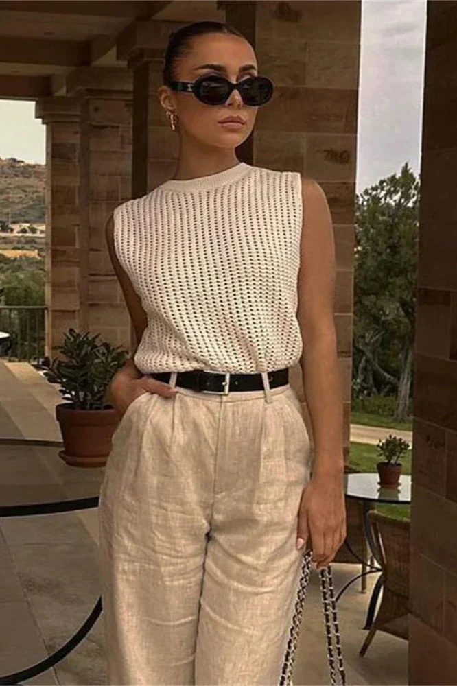Bluzka Amalfi Bez Rękawów z Wycięciami - Image 6