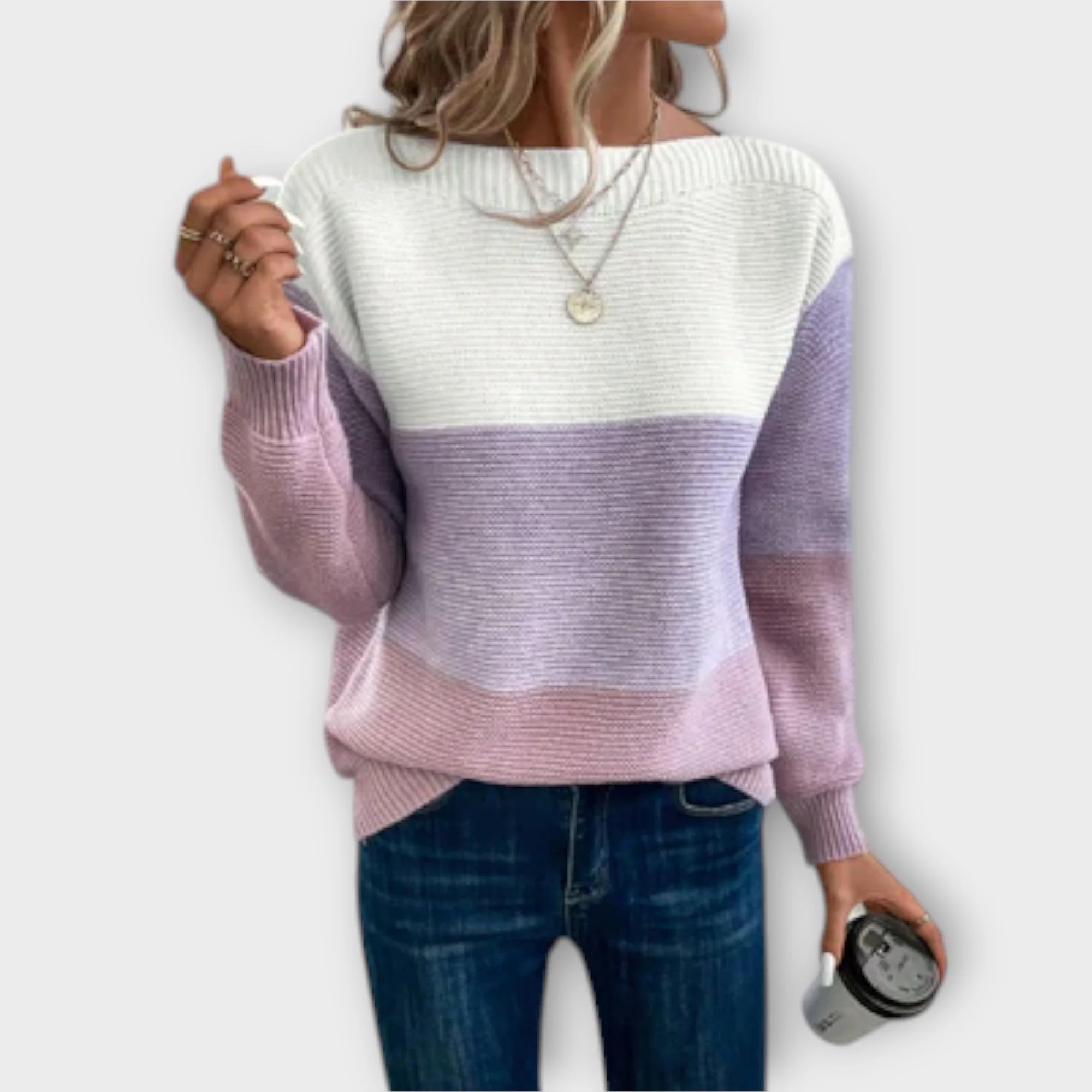 Clara - Elegancki sweter patchwork w trzech kolorach - Image 3