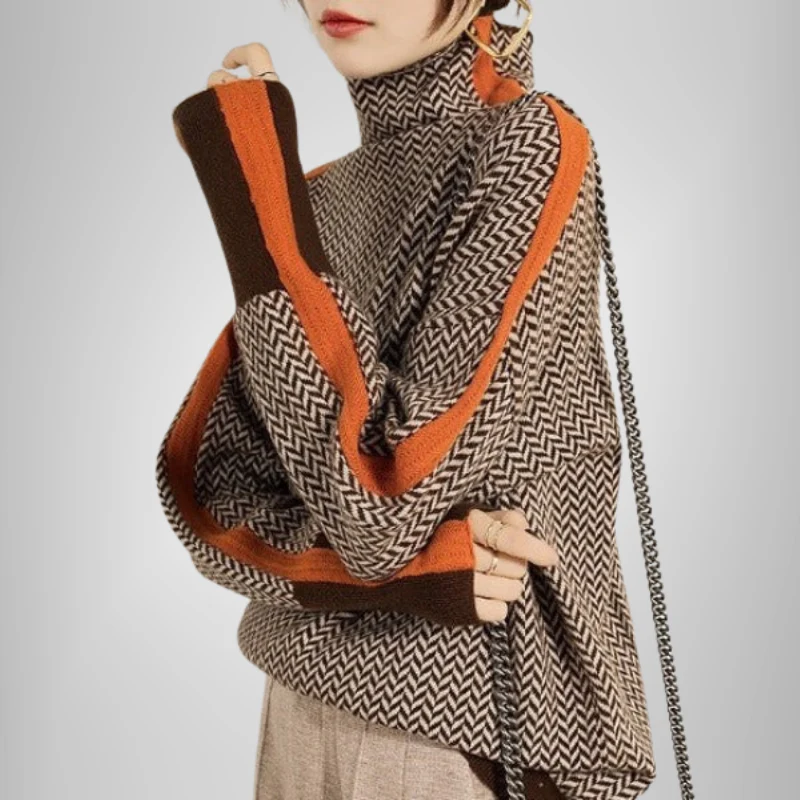 Clarabella - Sweter z Wysokim Kołnierzem Mélange - Image 3