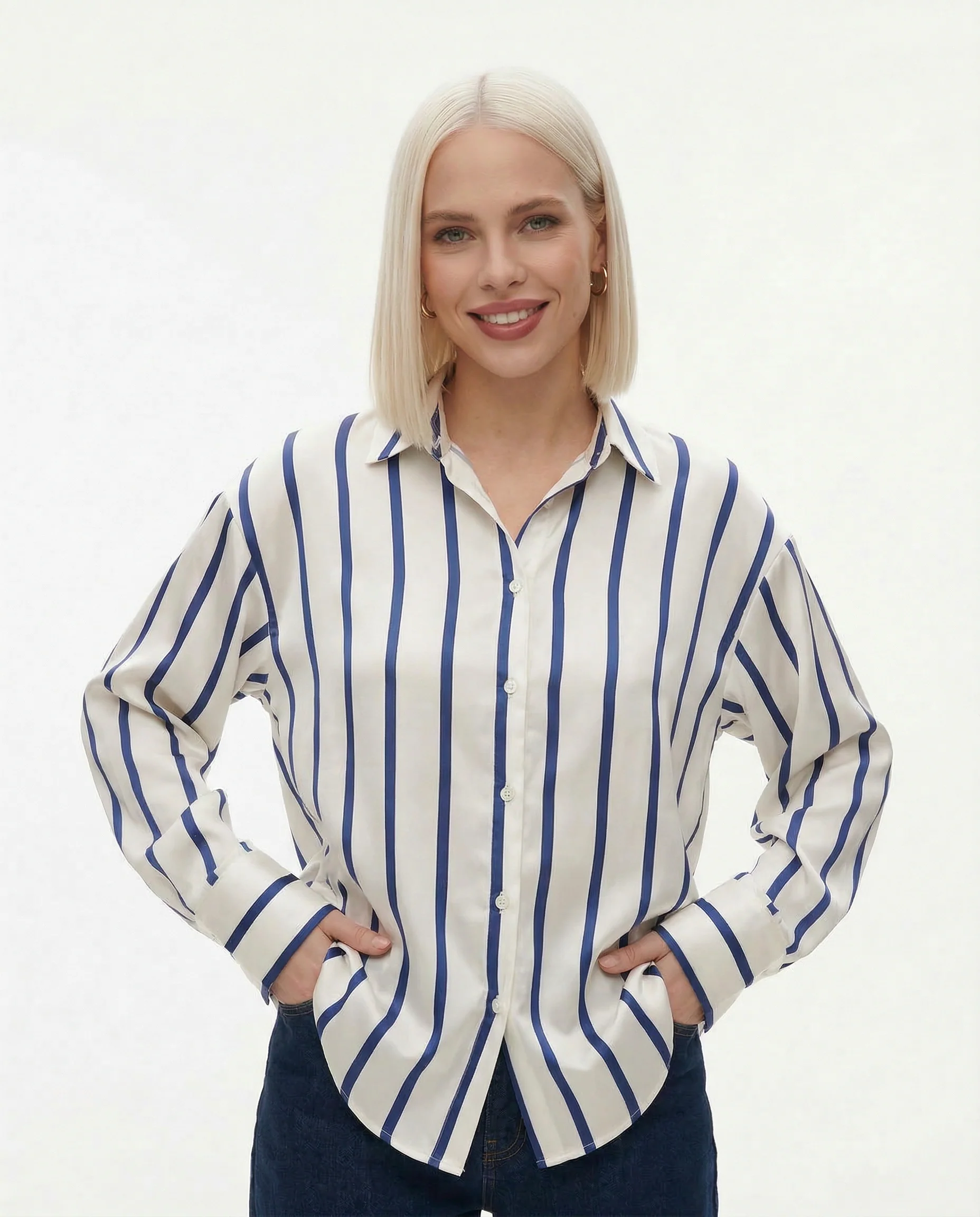 Delaney paskowana bluzka jedwabna - Image 3