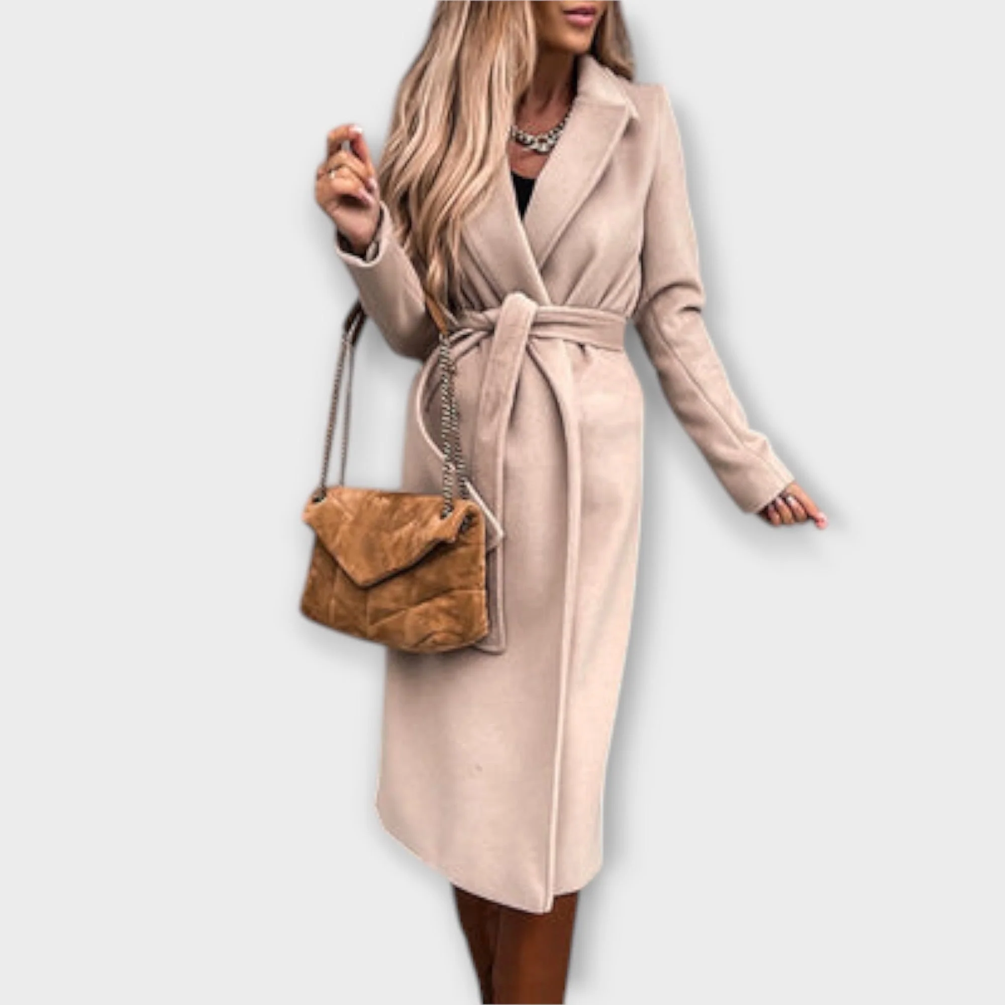Eliza - Elegancki Długi Płaszcz z Kokardami - Image 2