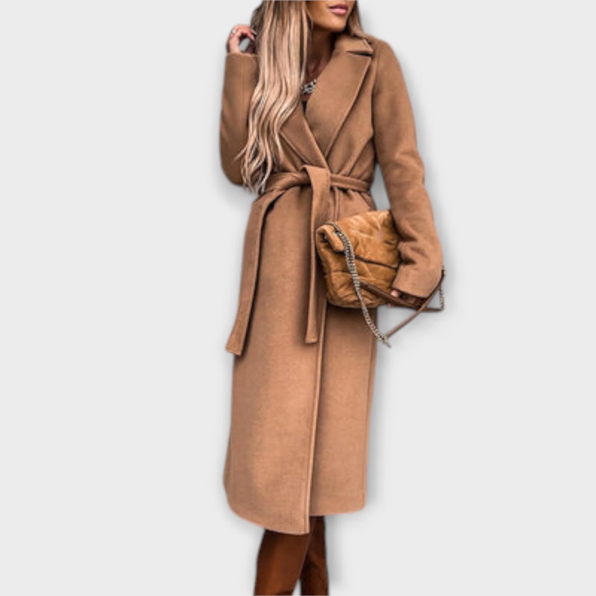 Eliza - Elegancki Długi Płaszcz z Kokardkami - Image 3