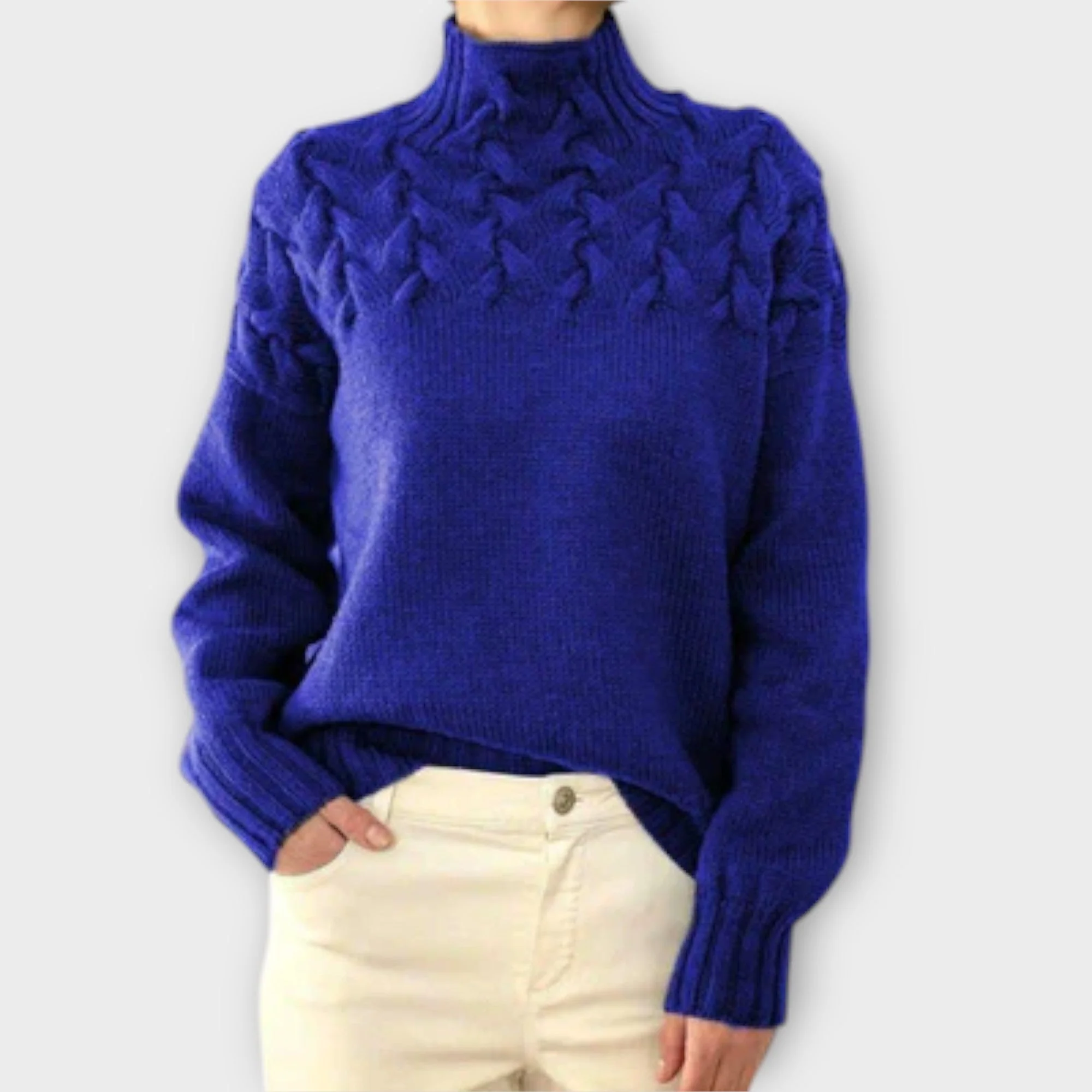 Eva - Sweter damski z detalem w warkocze - Image 6