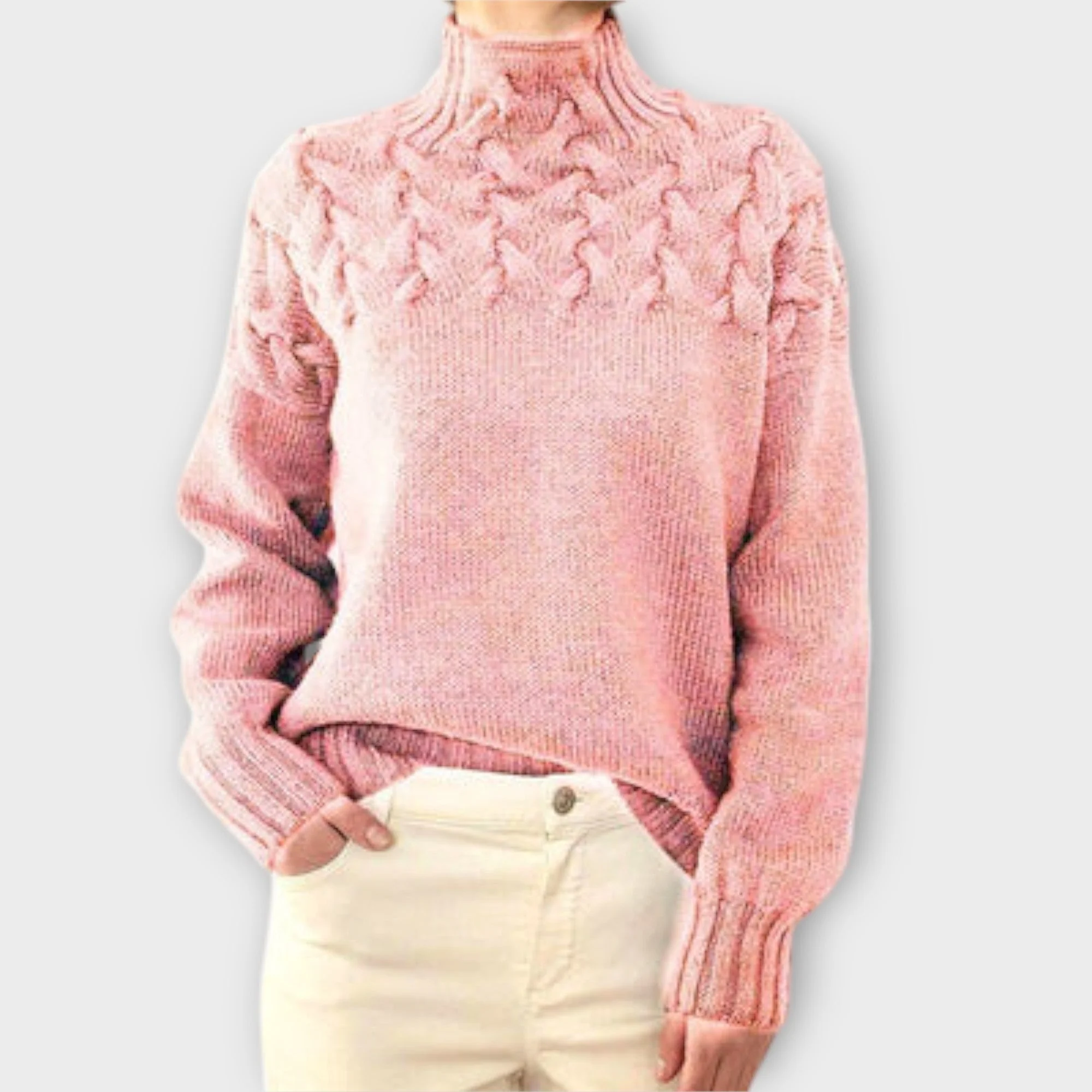 Eva - Sweter damski z detalem w warkocze - Image 7