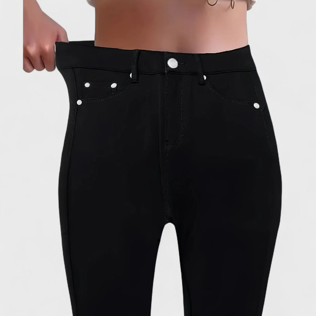 Floriale - Czarne dżinsy z denimu o wysokim stanie dla kobiet - Image 3