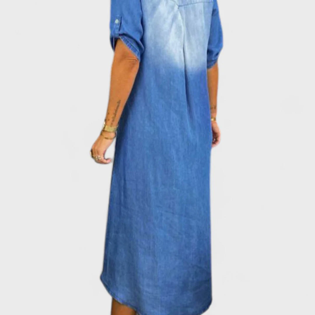 Ilse - Letnia sukienka z dekoltem w serek z denimu - Image 3