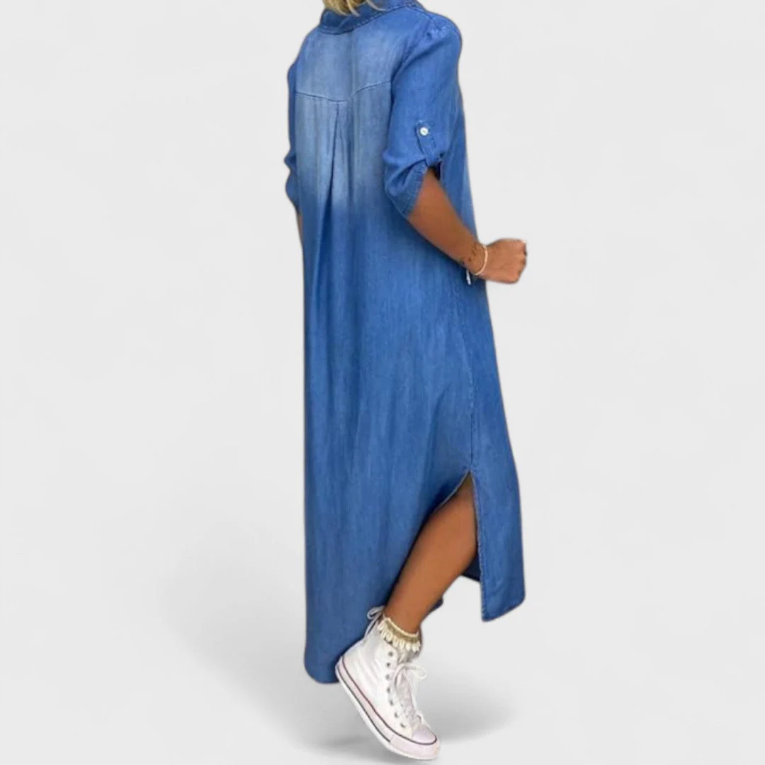 Ilse - Letnia sukienka z dekoltem w serek z denimu - Image 5