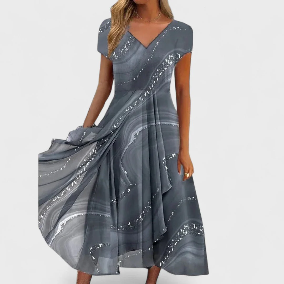Isha – Elegancka sukienka midi z dekoltem w serek - Image 2