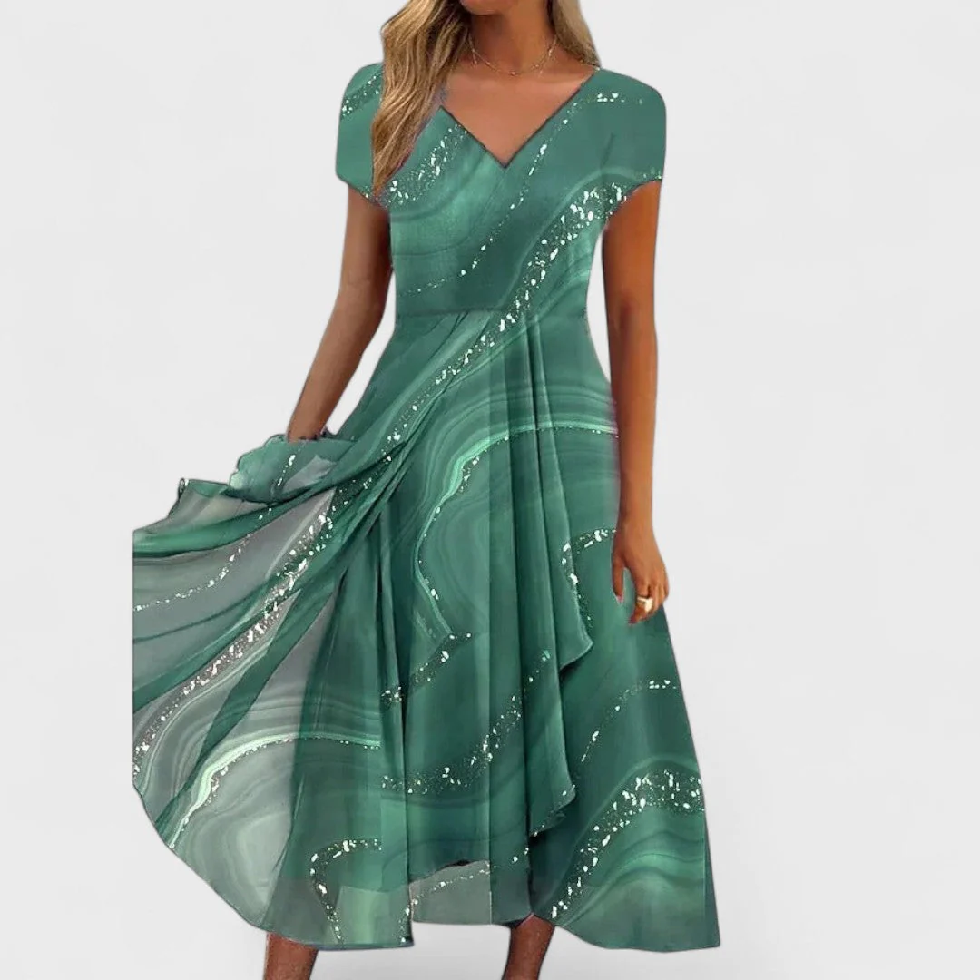 Isha – Elegancka sukienka midi z dekoltem w serek - Image 3