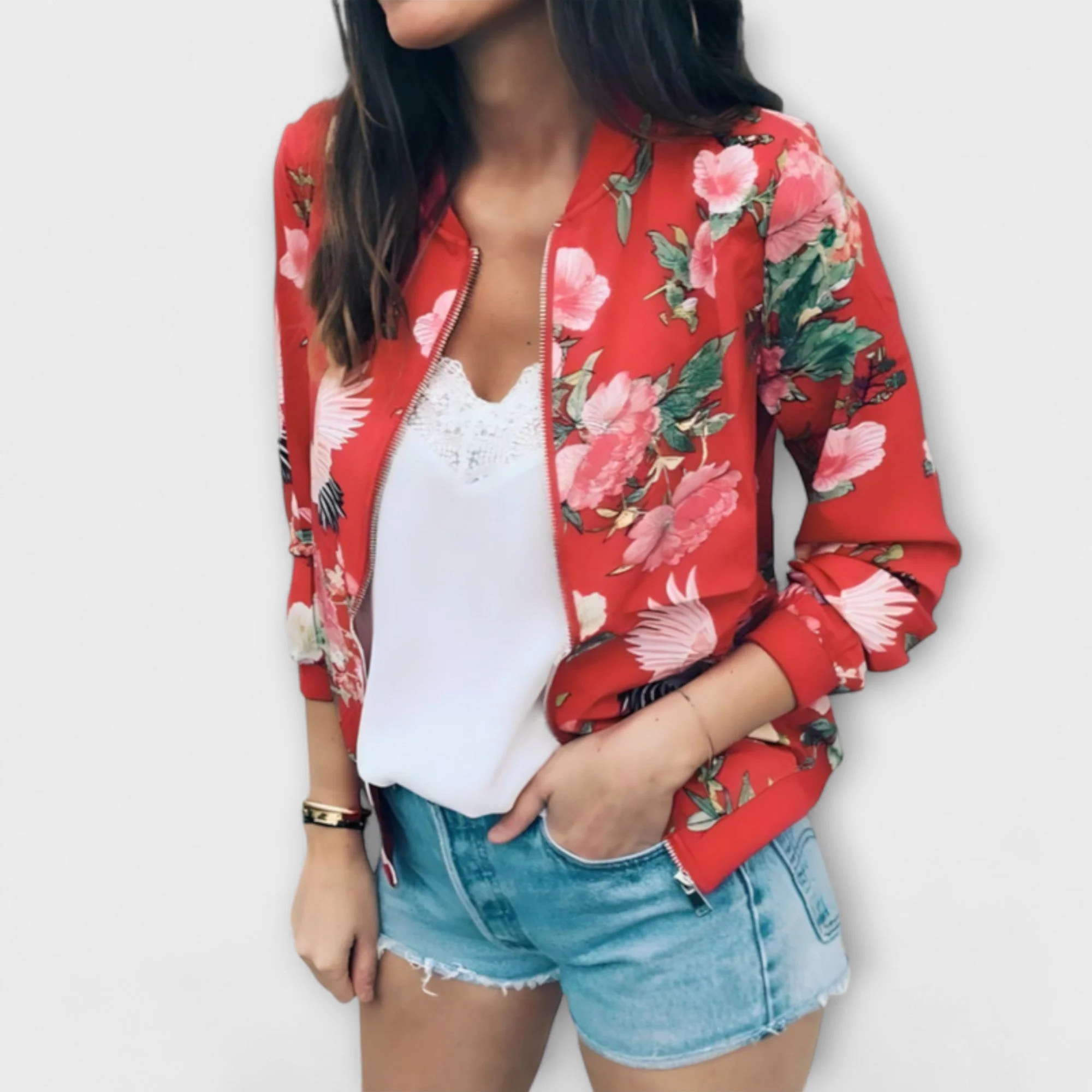 Kaelin - Elegancka kurtka bomber z kwiatami - Image 6