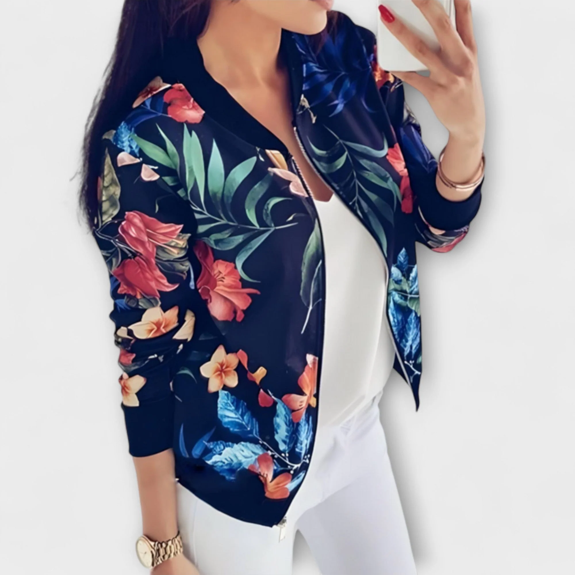 Kaelin - Elegancka kurtka bomber z kwiatami - Image 7