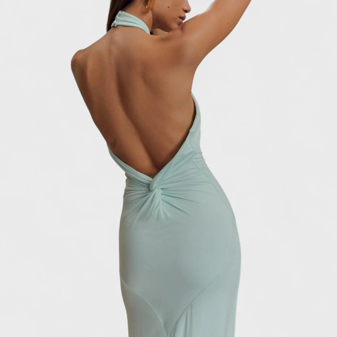 Klara – Sukienka curvy z jedwabiu z dekoltem halter - Image 3