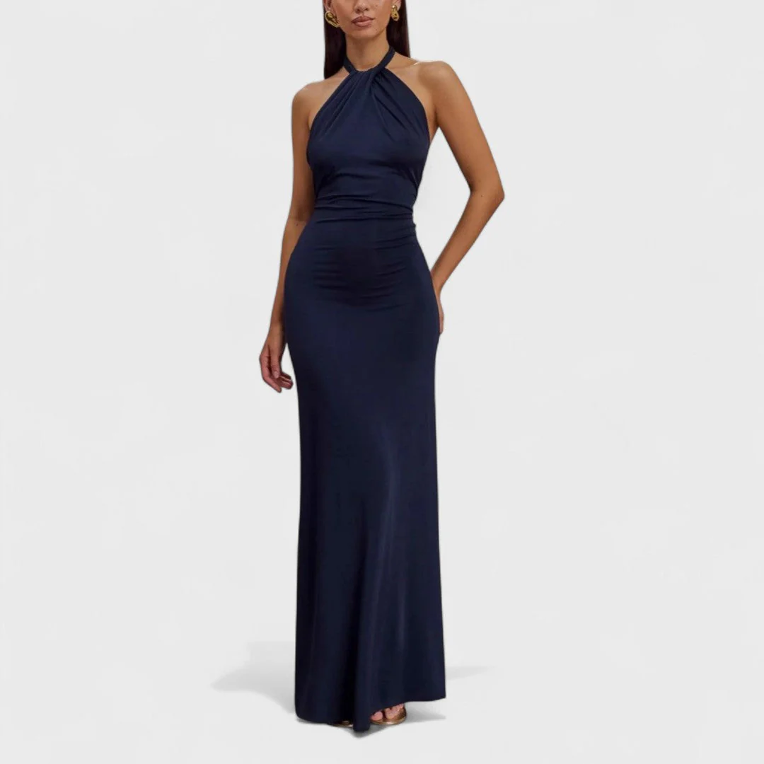 Klara – Sukienka curvy z jedwabiu z dekoltem halter - Image 4