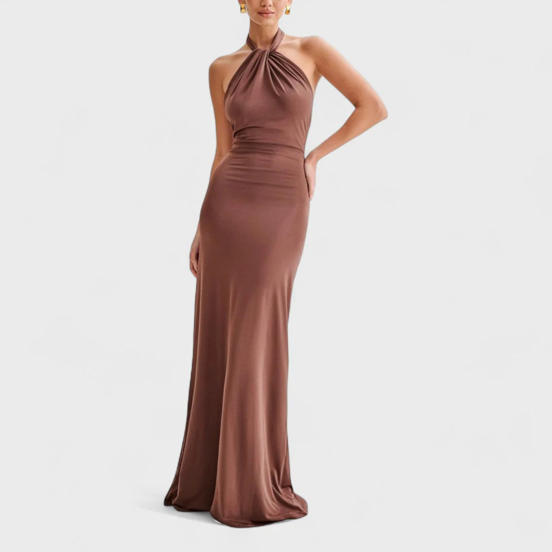 Klara – Sukienka curvy z jedwabiu z dekoltem halter - Image 5