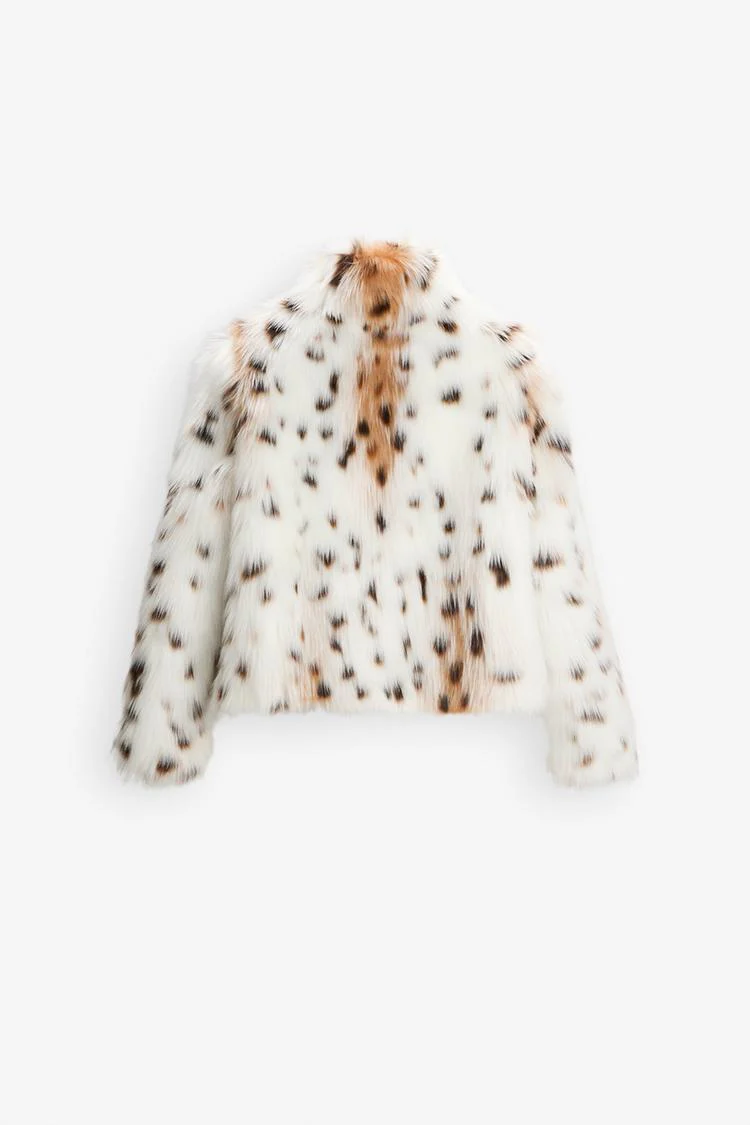 KURTKA Z SFAŁDOWANEGO FUTRA W LEOPARDZIE - Image 2