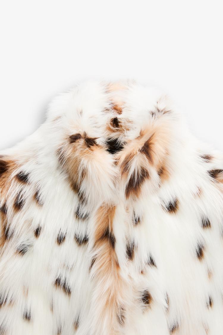 KURTKA Z SFAŁDOWANEGO FUTRA W LEOPARDZIE - Image 3