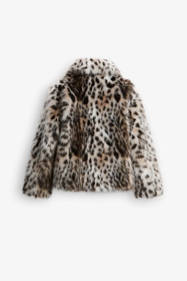 KURTKA Z SFAŁDOWANEGO FUTRA W LEOPARDZIE - Image 5