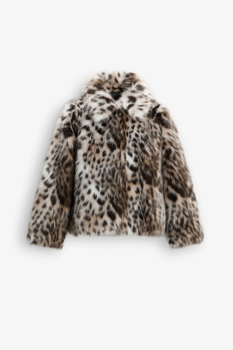 KURTKA Z SFAŁDOWANEGO FUTRA W LEOPARDZIE - Image 8