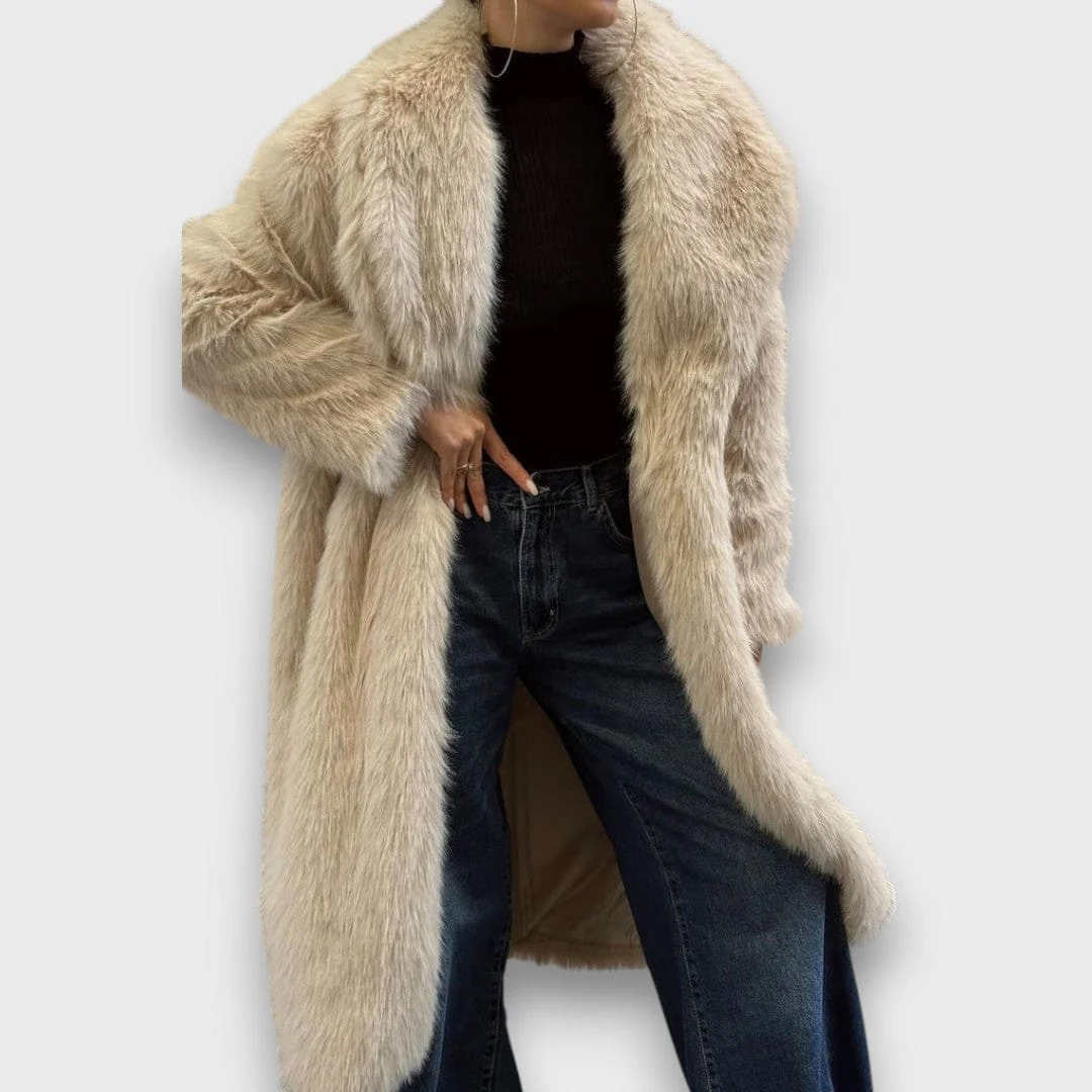Liviane – Długi płaszcz z syntetycznego futra o couture flair - Image 5