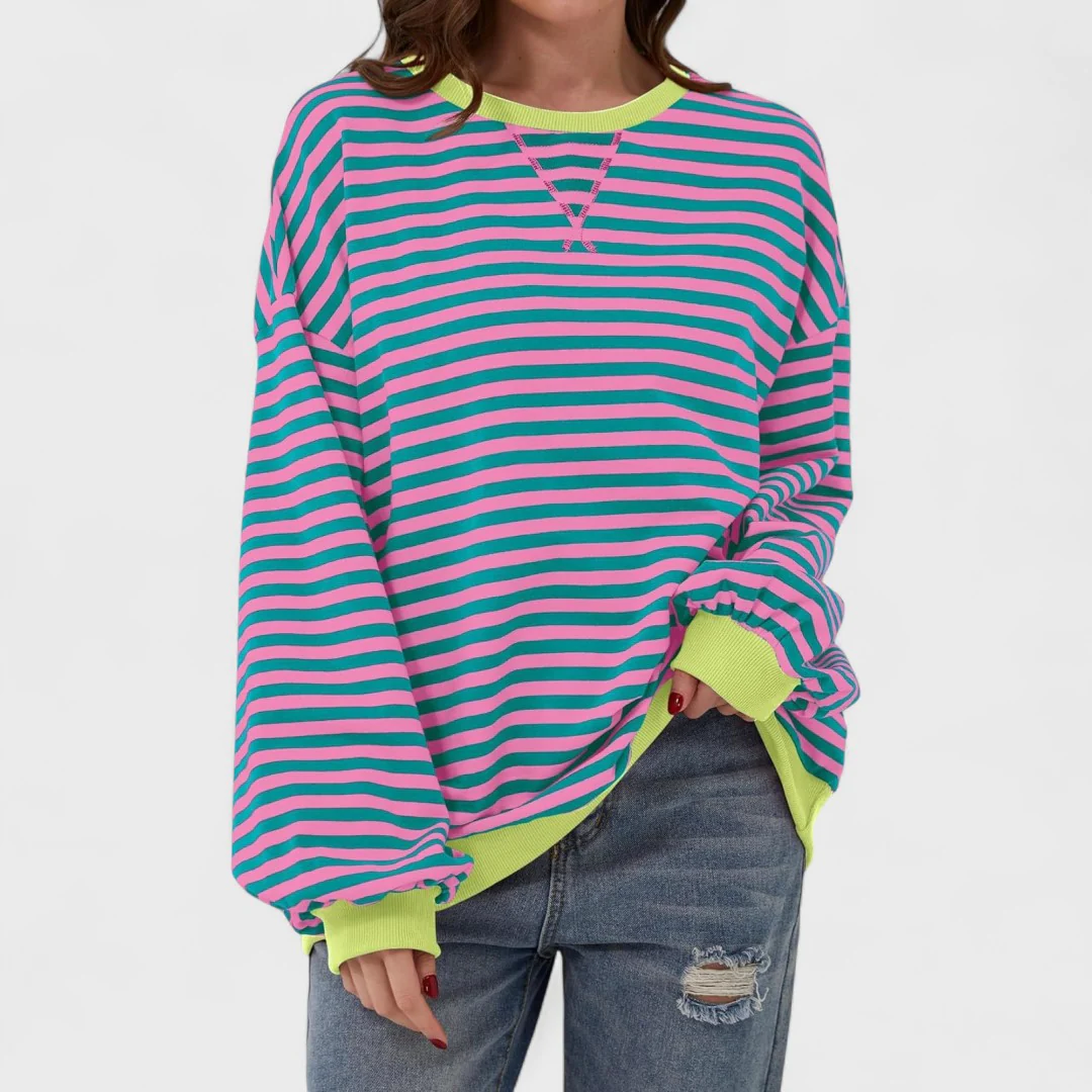 LUKA - Casualna bluza z długim rękawem i okrągłym dekoltem w paski - Image 11