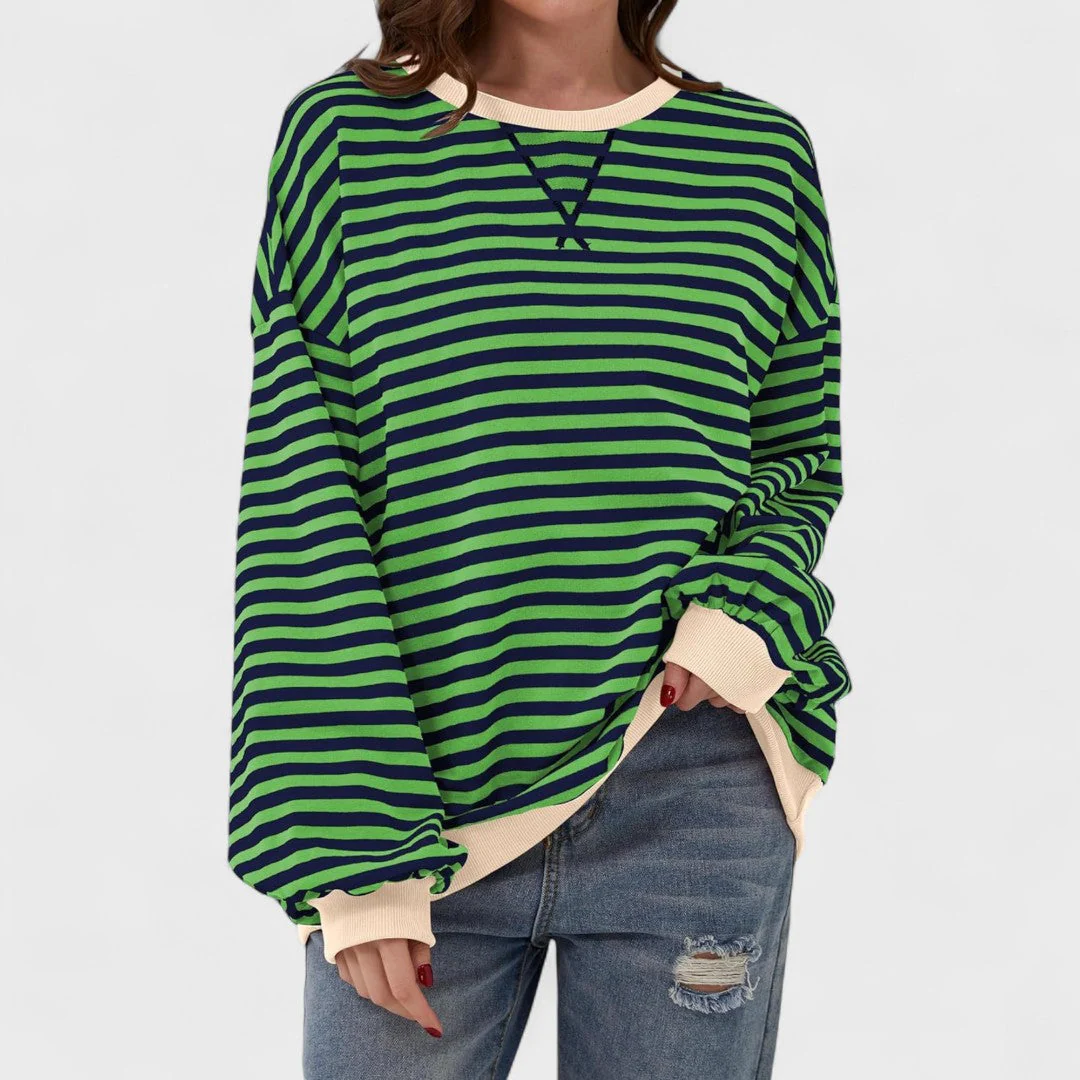 LUKA - Casualna bluza z długim rękawem i okrągłym dekoltem w paski - Image 12