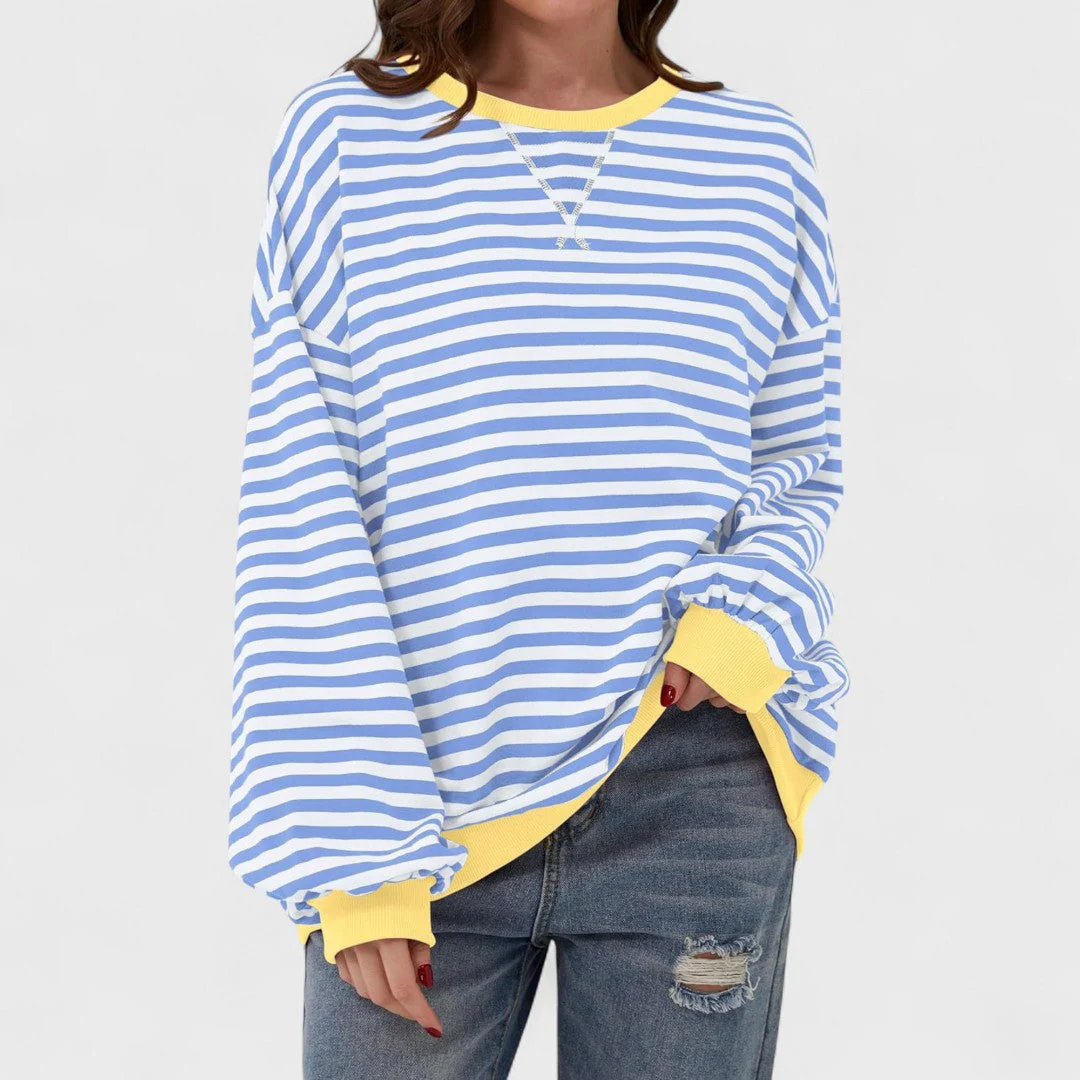 LUKA - Casualna bluza z długim rękawem i okrągłym dekoltem w paski - Image 3