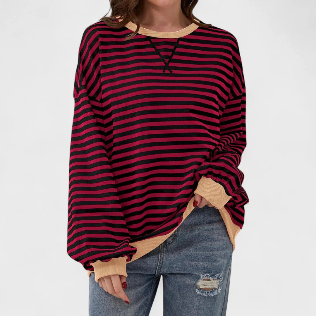 LUKA - Casualna bluza z długim rękawem i okrągłym dekoltem w paski - Image 5