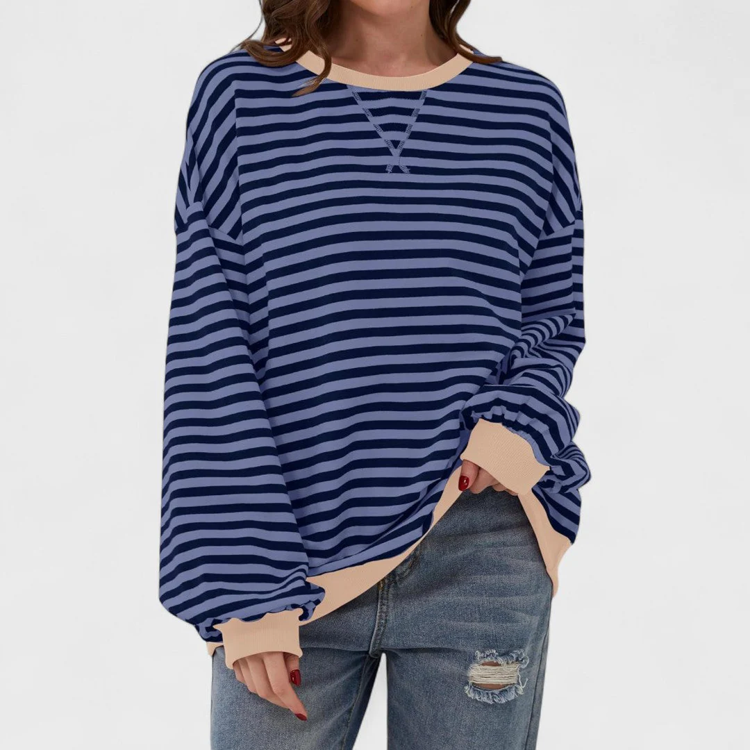 LUKA - Casualna bluza z długim rękawem i okrągłym dekoltem w paski - Image 6