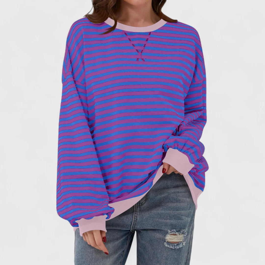 LUKA - Casualna bluza z długim rękawem i okrągłym dekoltem w paski - Image 7