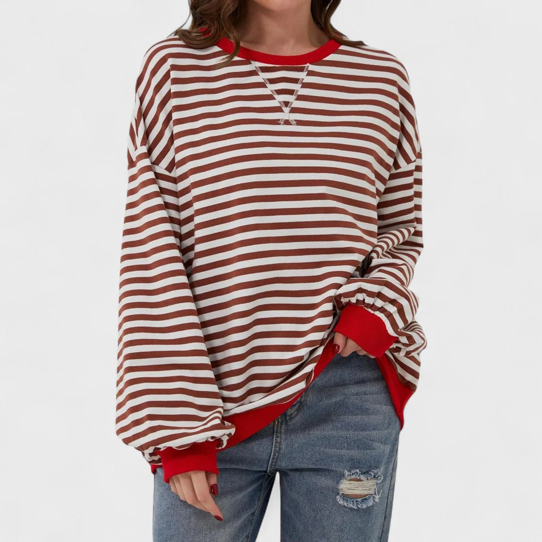 LUKA - Casualna bluza z długim rękawem i okrągłym dekoltem w paski - Image 8