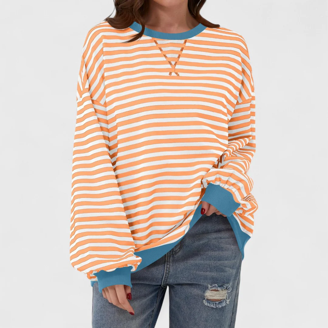 LUKA - Casualna bluza z długim rękawem i okrągłym dekoltem w paski - Image 9