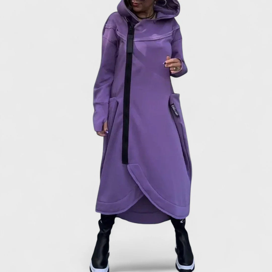 Mana - Długa bluza z kapturem i zamkiem w lekkim i oddychającym materiale - Image 3