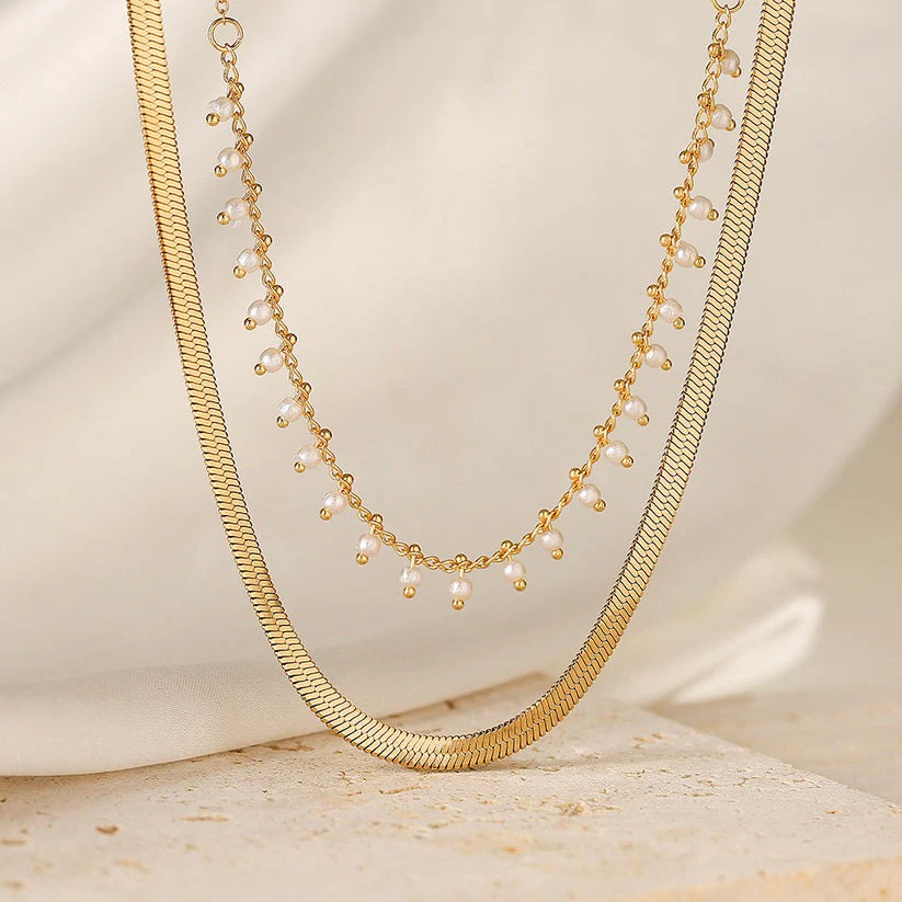 Marizanne | Luksusowy Naszyjnik Wąż & Zestaw Biżuterii z Perłami w Złocie 18K - Image 2