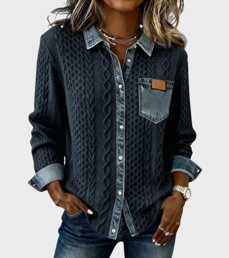 Mia | Sweter pleciony z denimu - Image 3
