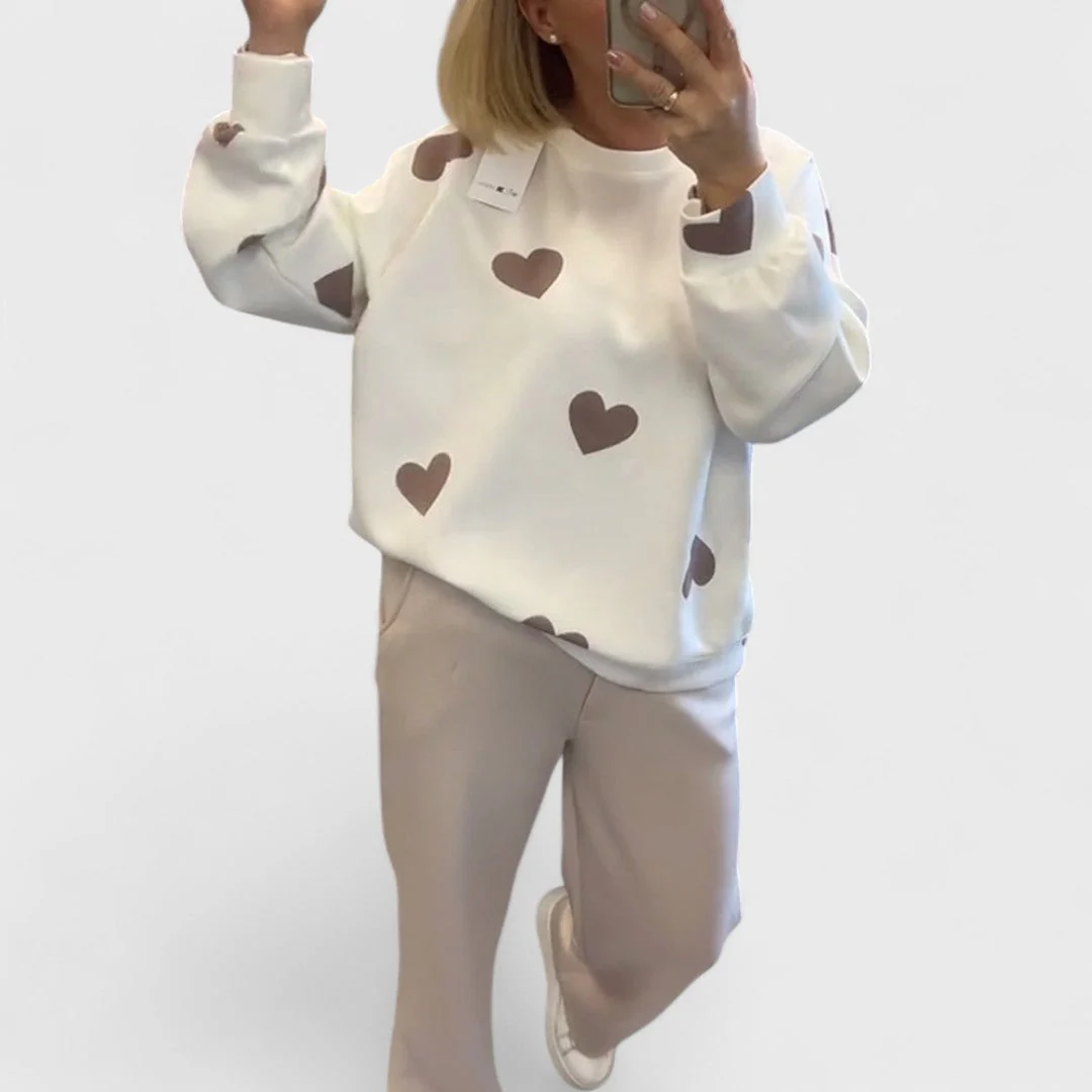 Mila - Sweter z mieszanki bawełny z sercami - Image 3