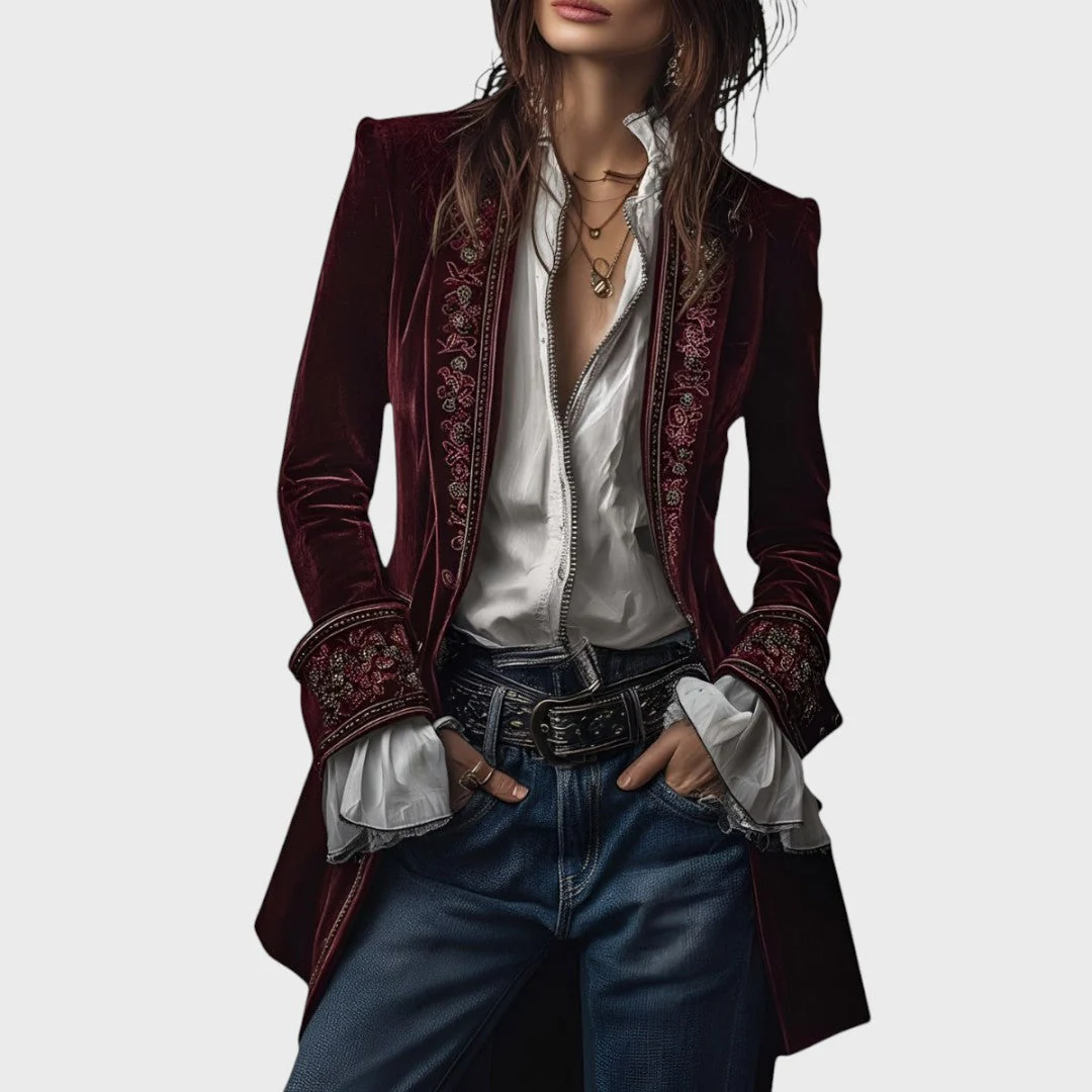 Nuria - Elegancka aksamitna kurtka - Image 7