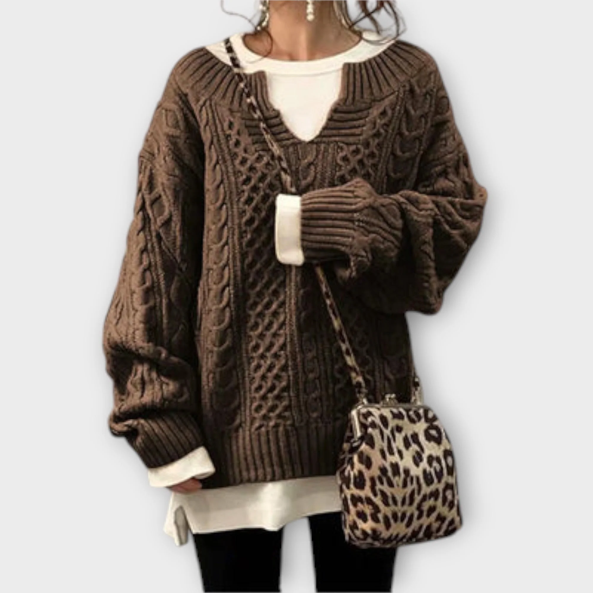 Oversize Sweter z Warkoczem - Image 2