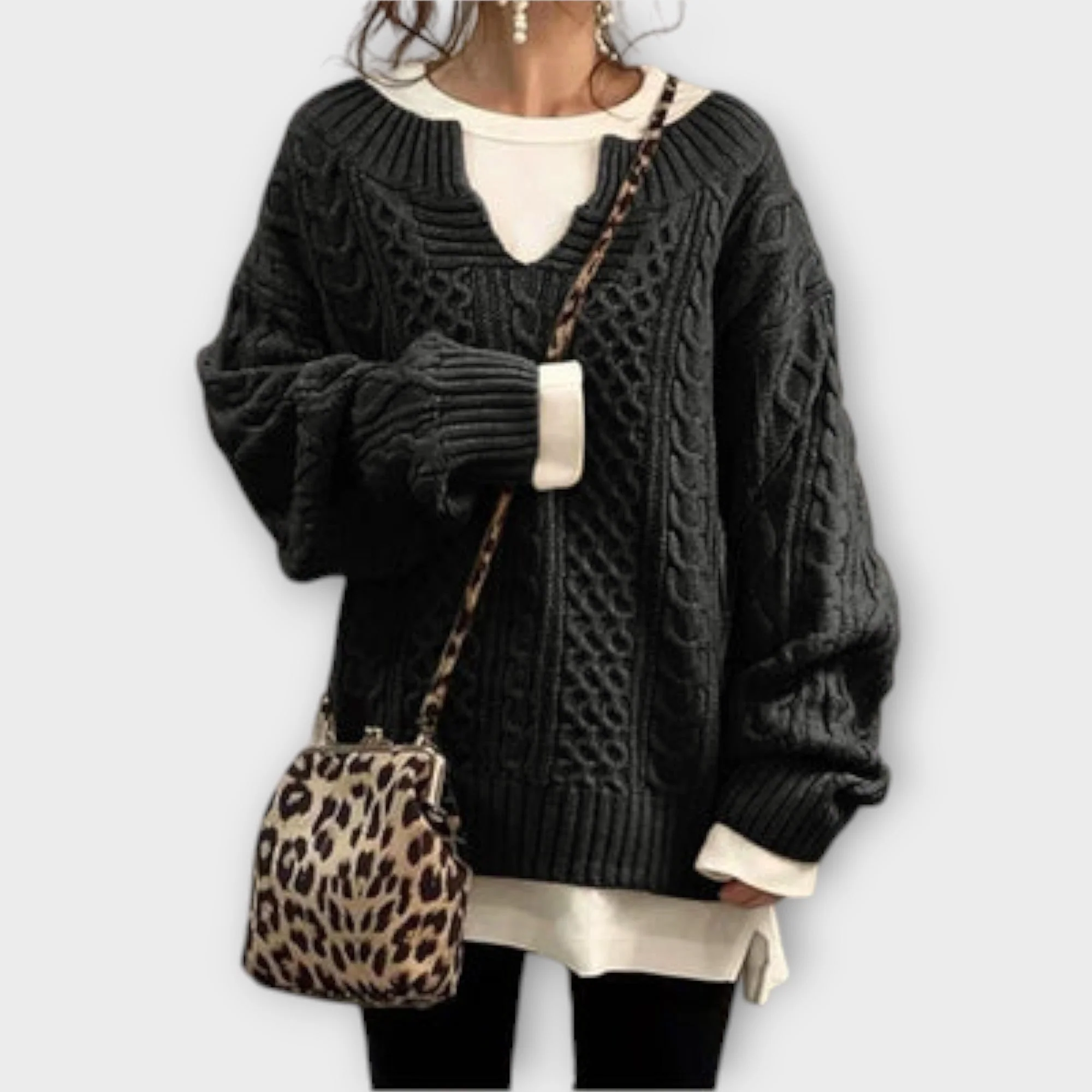 Oversize Sweter z Warkoczem - Image 4