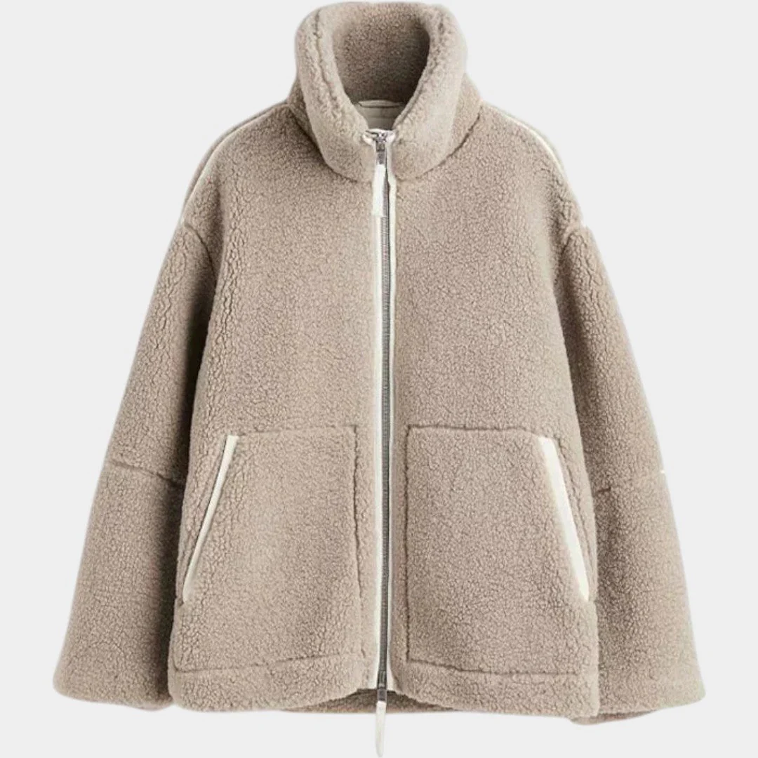 Petra – damski oversize teddy płaszcz z zamkiem - Image 3